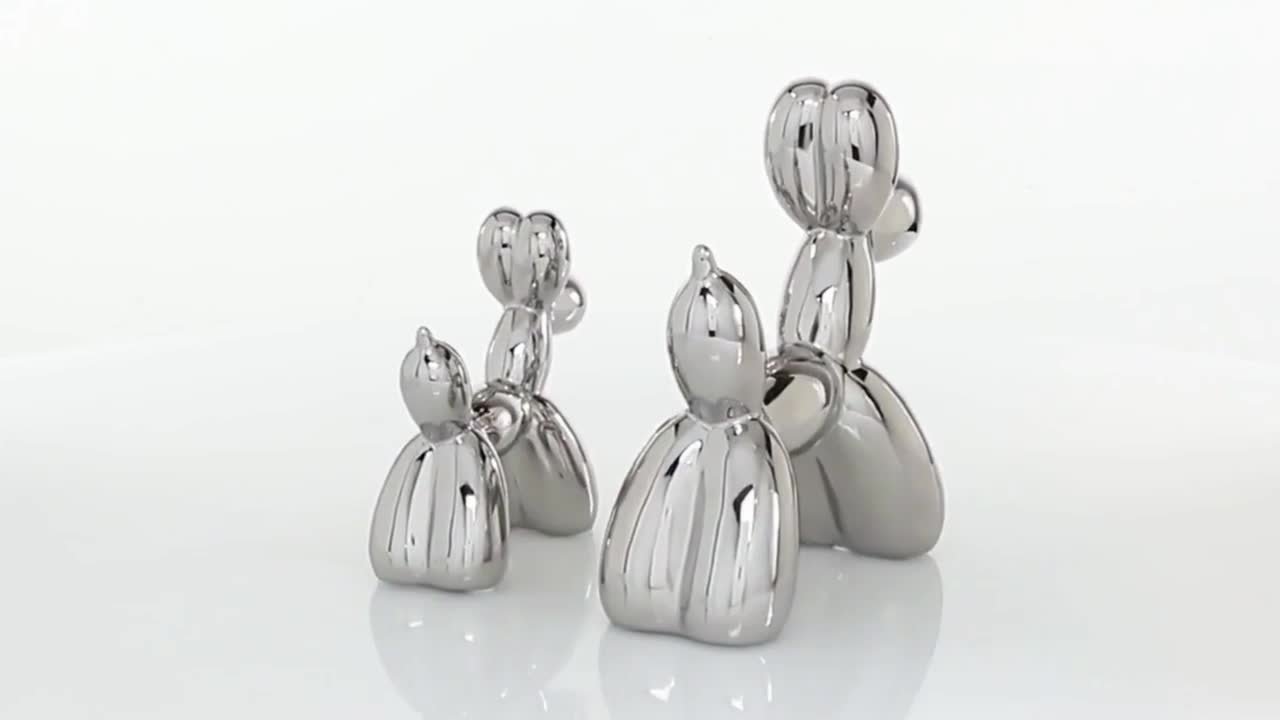 Litton Lane Silver Ceramic Balloon Dog Sculpture (Set of 2) 22433