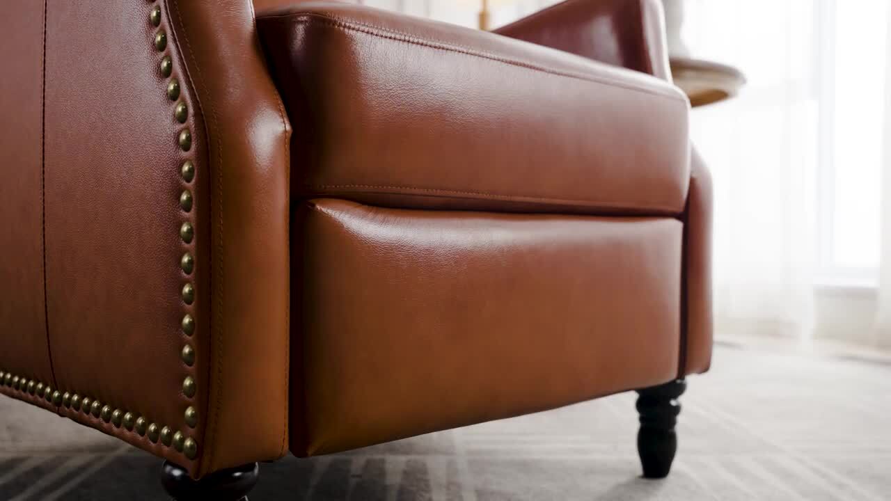 LUE BONA Lange 28 in. W Navy Genuine Leather Nailhead Trim