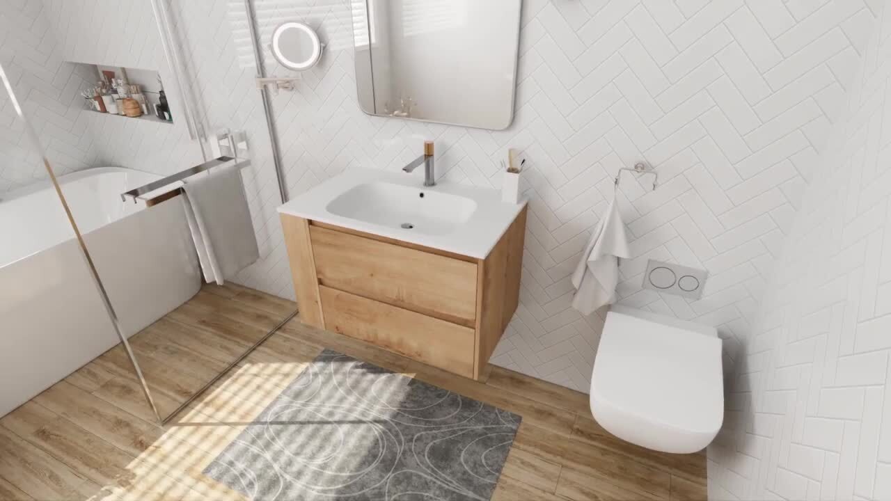 ᐈ 【Aquatica Millennium-Wht 150 Stone And Wood Bathroom Vanity