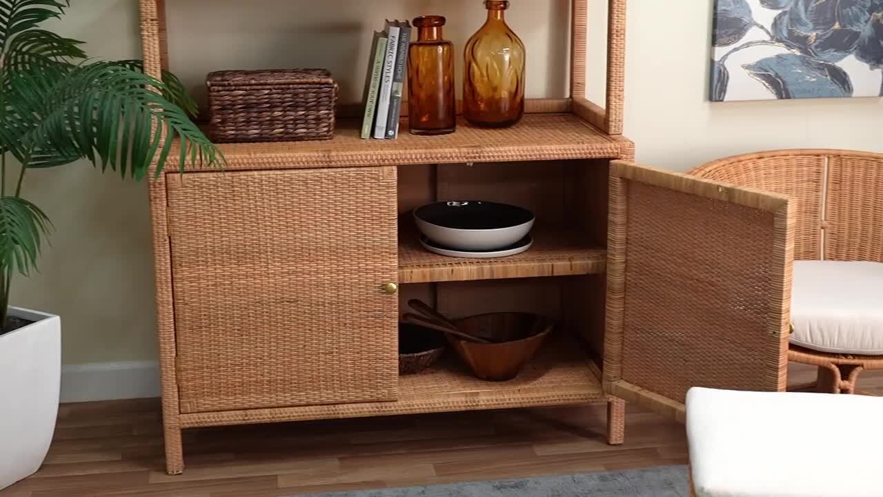 bali & pari Mortis Natural Brown Rattan 79.1 in. H Accent Storage