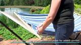 12 ft. Rope Hammock Bed Combo with Stand, Pad and Pillow in Green and White  Stripe