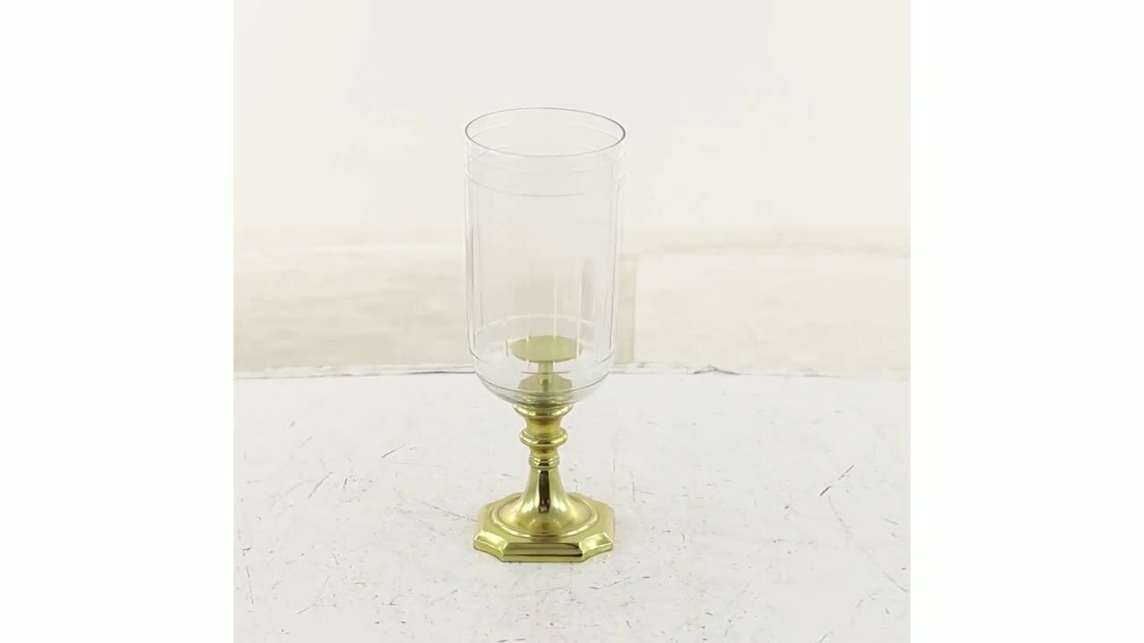 12.5 in. Gold Antique Vintage Metal Candlestick Pillar Candle