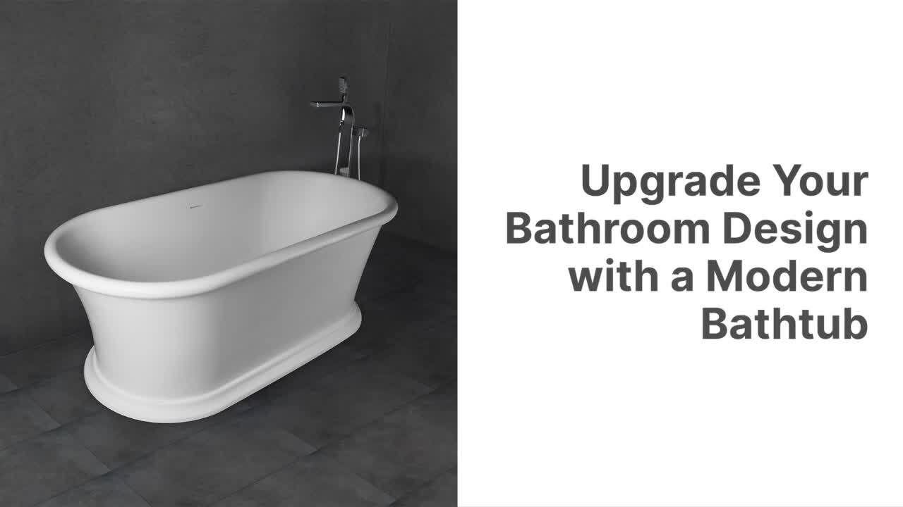 Assignan 67 in. Solid Surface Flatbottom Freestanding Bathtub in White Assignan 67 in. Solid Surface Flatbottom Freestanding Bathtub in White