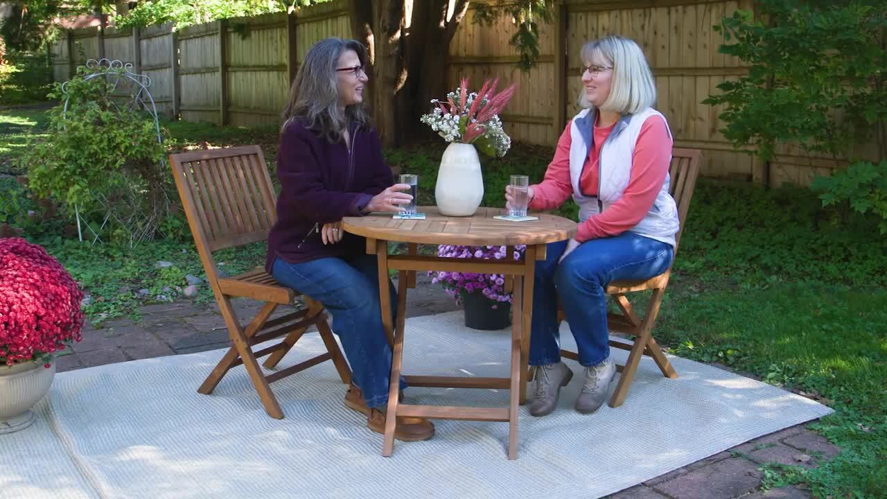 Sunnydaze Nantasket Light Brown Folding Chair Teak Outdoor Dining