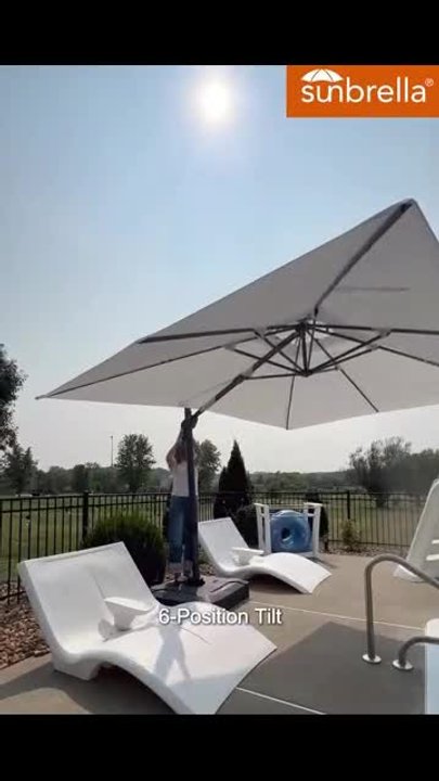 13 foot patio umbrella sunbrella 912 ft Umbrella, Large Wood Pattern Rectangular Umbrella, Cast Ash featuring a single wind vent that allows air to escape freely and limits wind damage Summit Living 13 ft Large