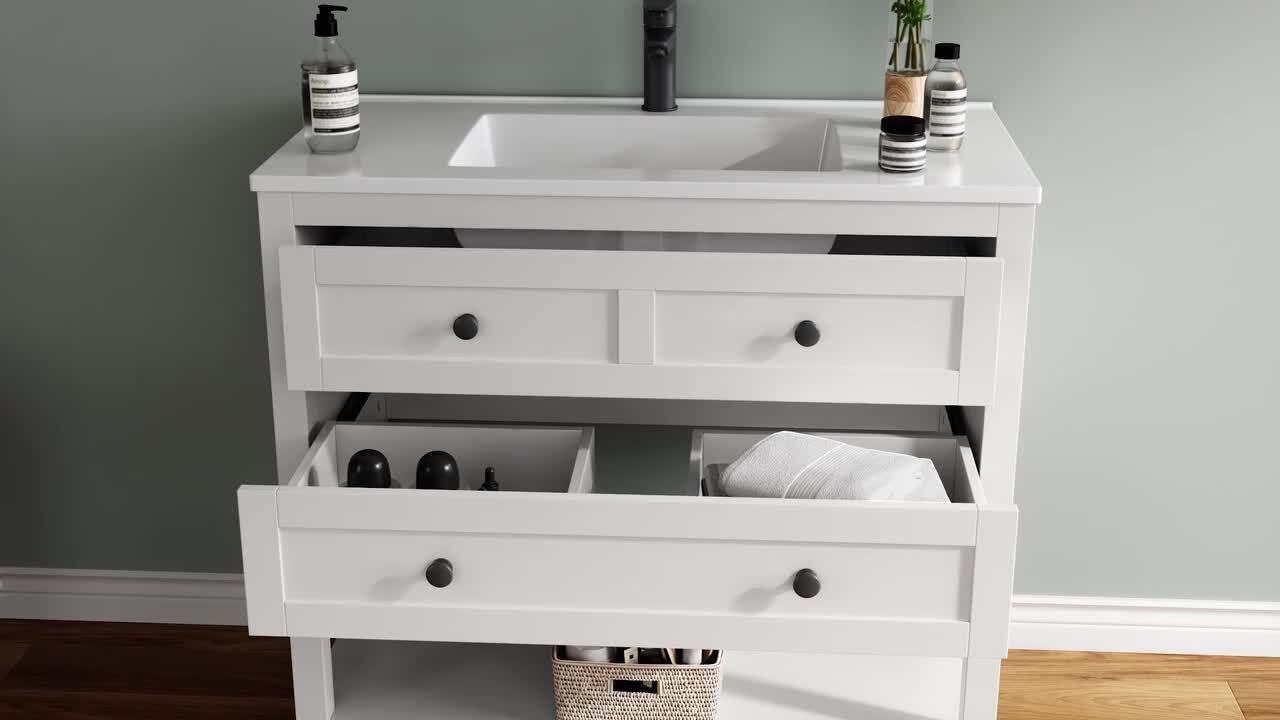 DELUXE DL LIVING Shay 37 in. Single Sink White Bath Vanity with