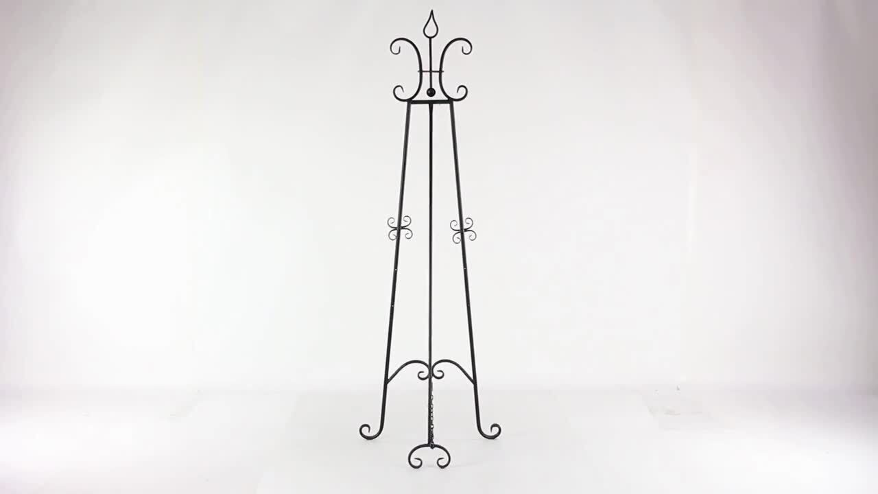 Vtg Wrought Iron Cast Iron Ornate Easel Picture Frame Holder Stand  Farmhouse