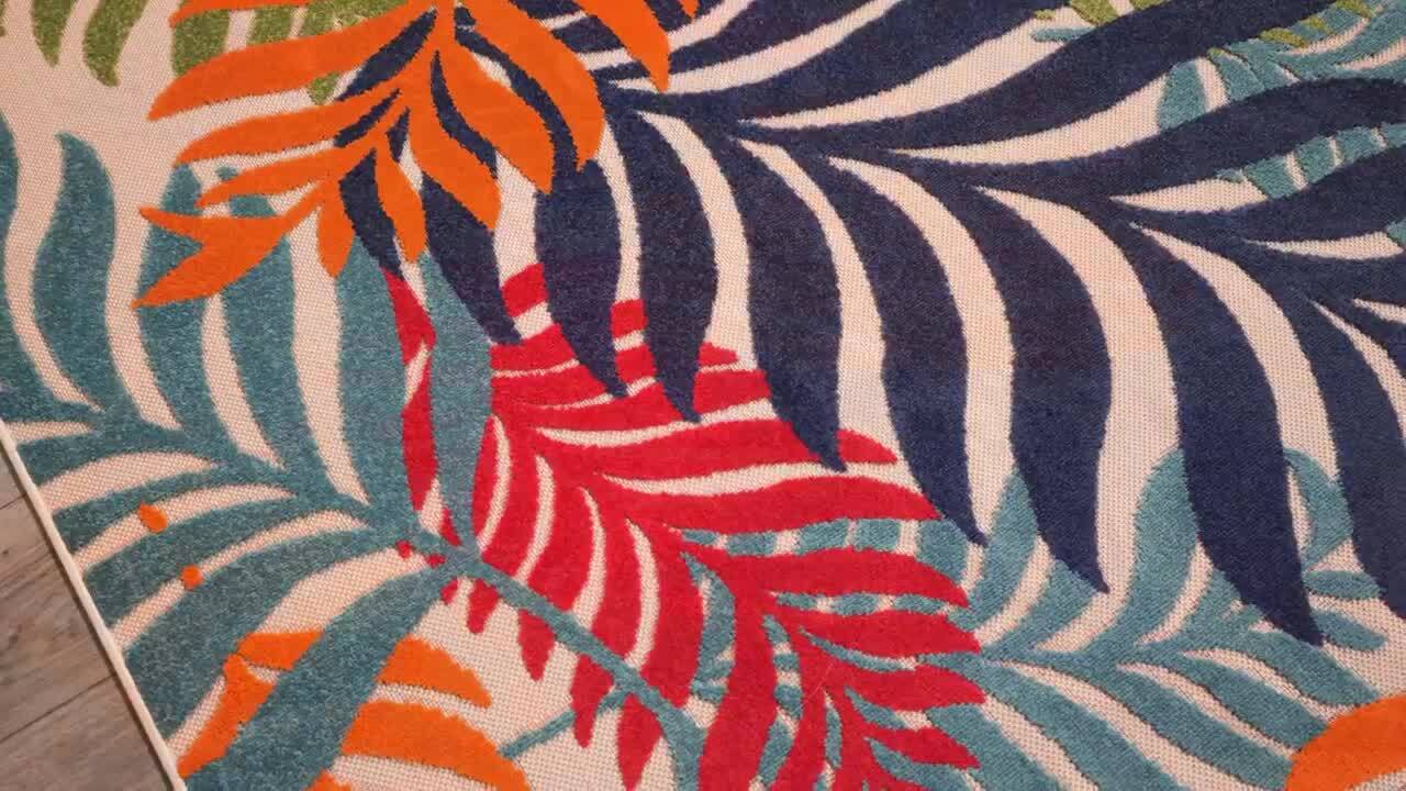 LOOMAKNOTI Citite Cream/Blue 2 ft. 2 in. x 7 ft. 6 in. Floral