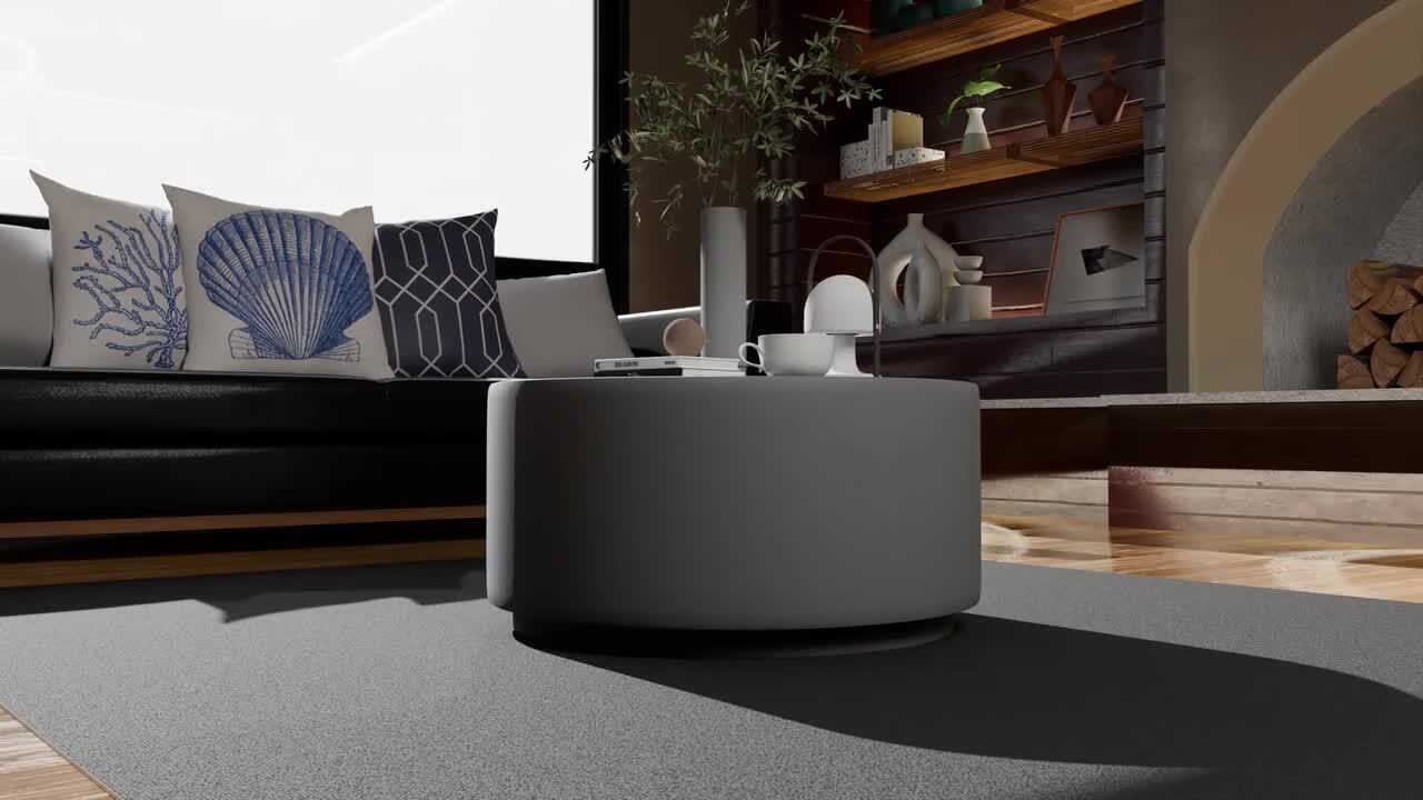 Leisuremod Minimalist Side Table with Assembled 36 in. Round