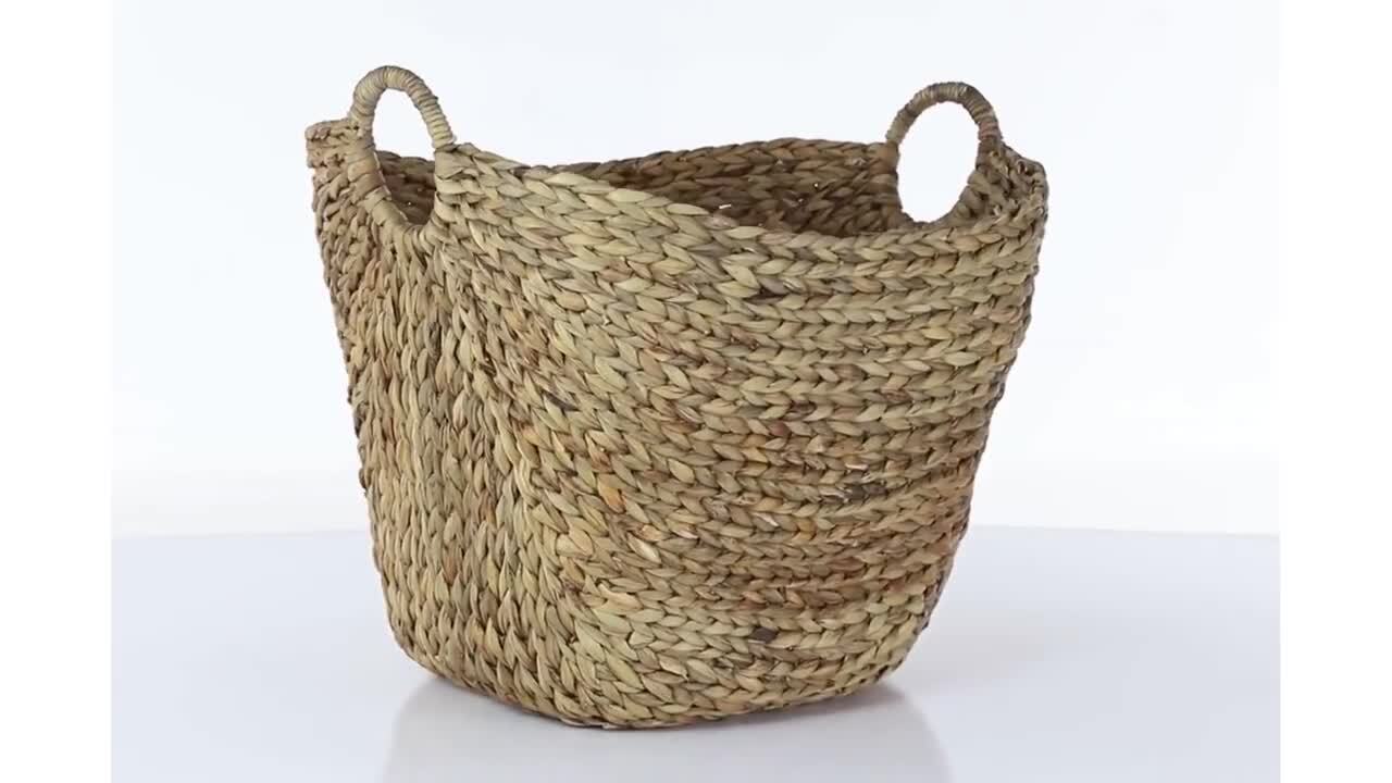 Litton Lane Seagrass Handmade Large Woven Storage Basket With Ring ...