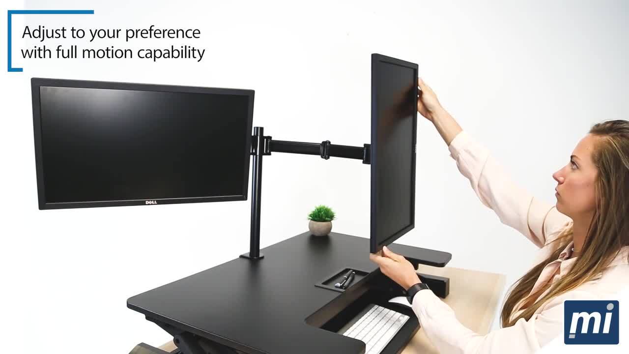 MOUNT-IT! 36.25 in. W Black Sit-Stand Desk Converter with Dual Monitor Mount  MI-7934 - The Home Depot