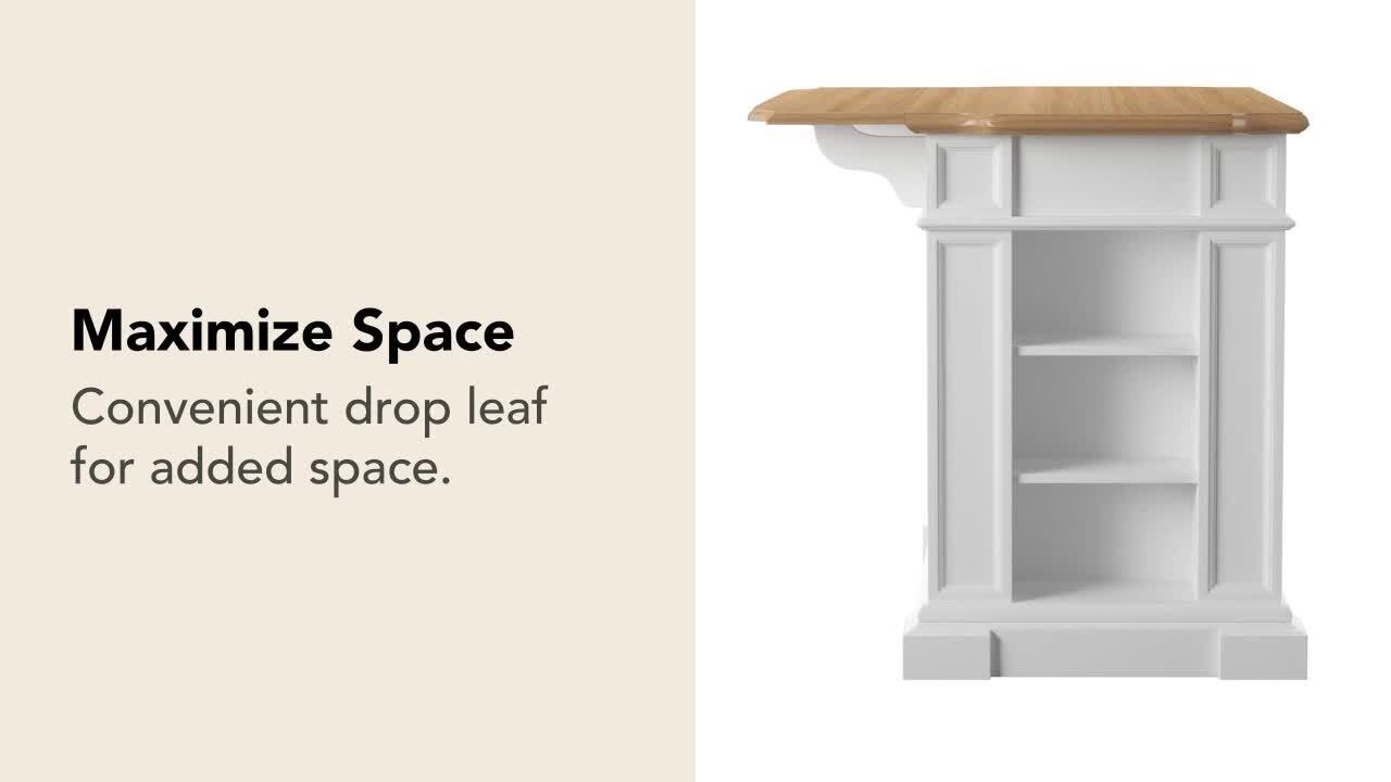 HOMESTYLES - Americana White Kitchen Island With Drop Leaf