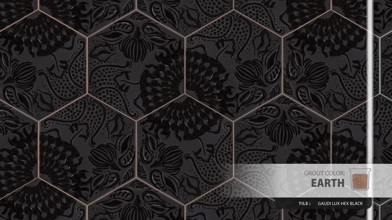 Gaudi Lux Hex Black 8-5/8 in. x 9-7/8 in. Porcelain Floor and Wall Tile (11.56 sq. ft./Case) Gaudi Lux Hex Black 8-5/8 in. x 9-7/8 in. Porcelain Floor and Wall Tile (11.56 sq. ft./Case)