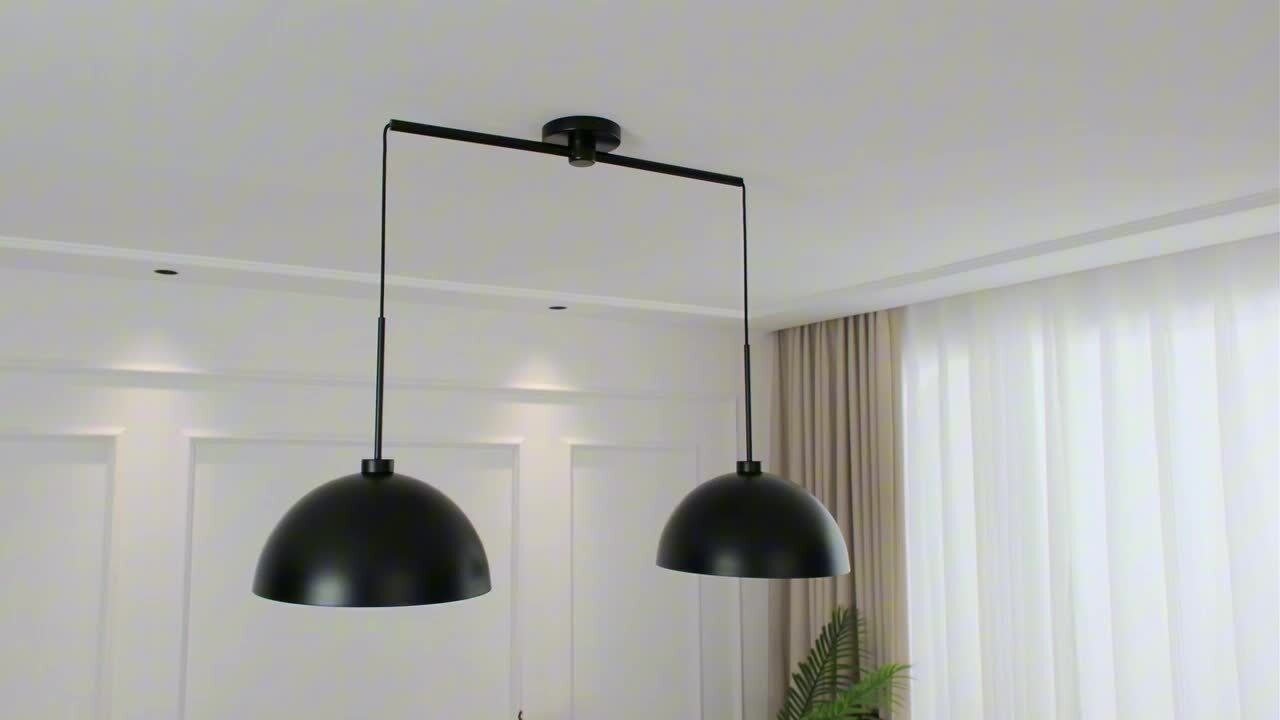 Lasaideal 2-Light Black Pendant Light Hanging Light with Metal