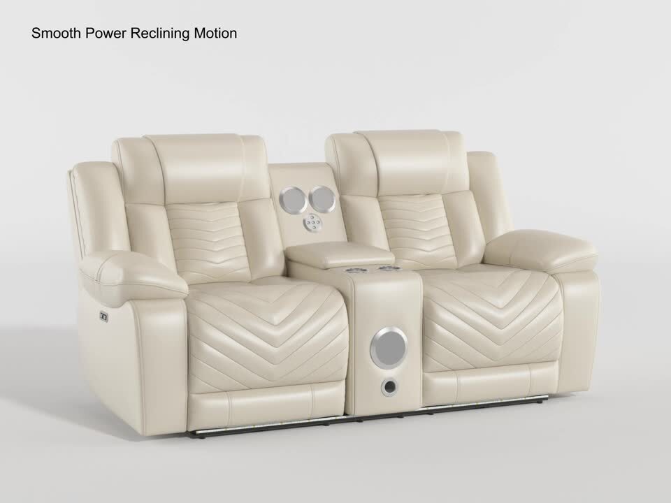 Lazzara Durant 78 in. W Gray Faux Leather Power Double Reclining 2
