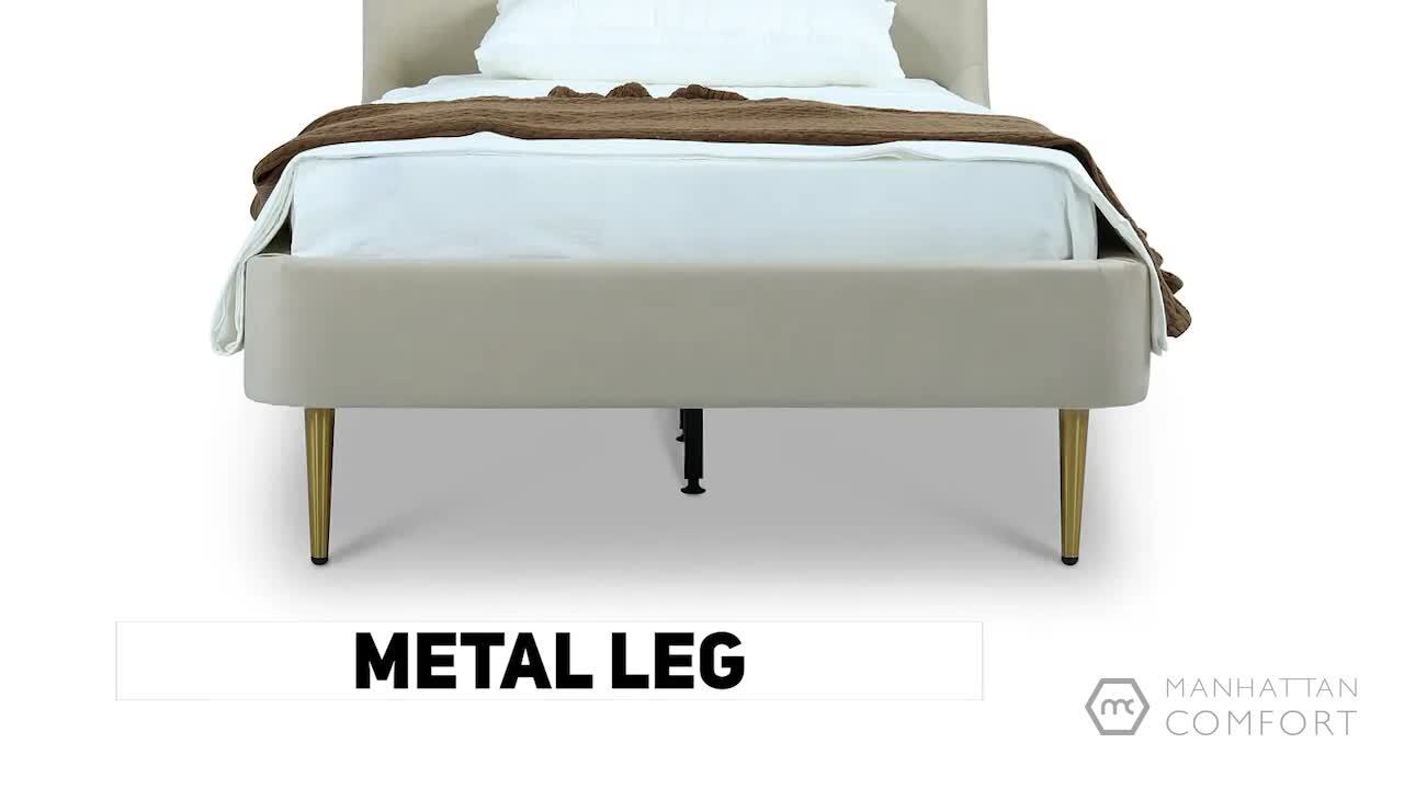 Manhattan Comfort Heather 43.5 in. W Taupe with Gold Legs Velvet 