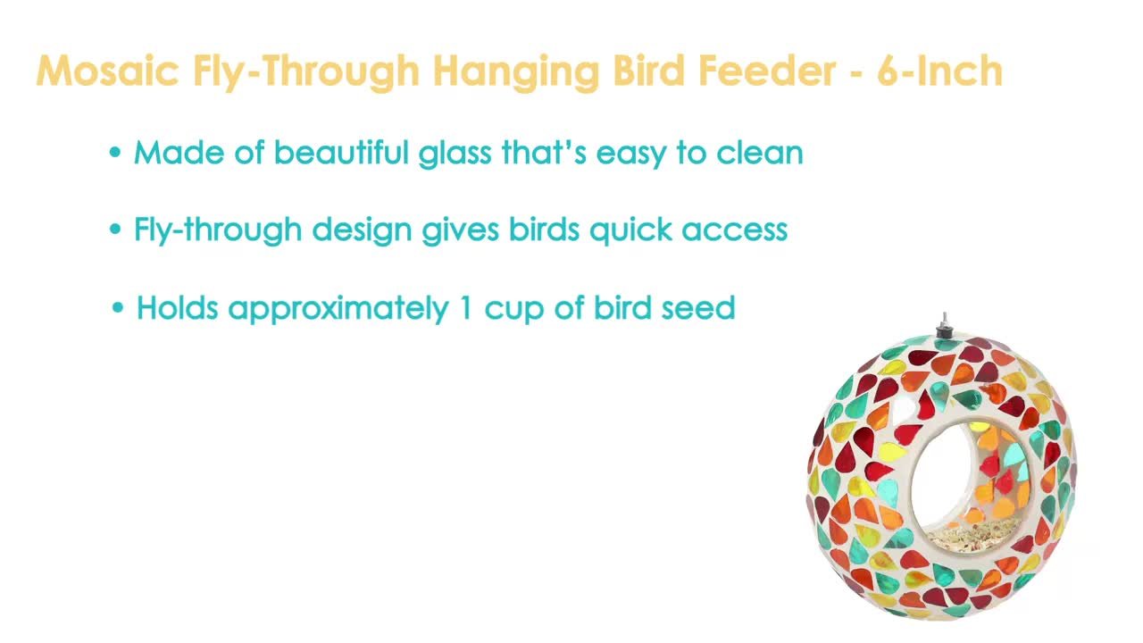 Sunnydaze 6 in. Blue Mosaic Fly-Through Hanging Outdoor Bird