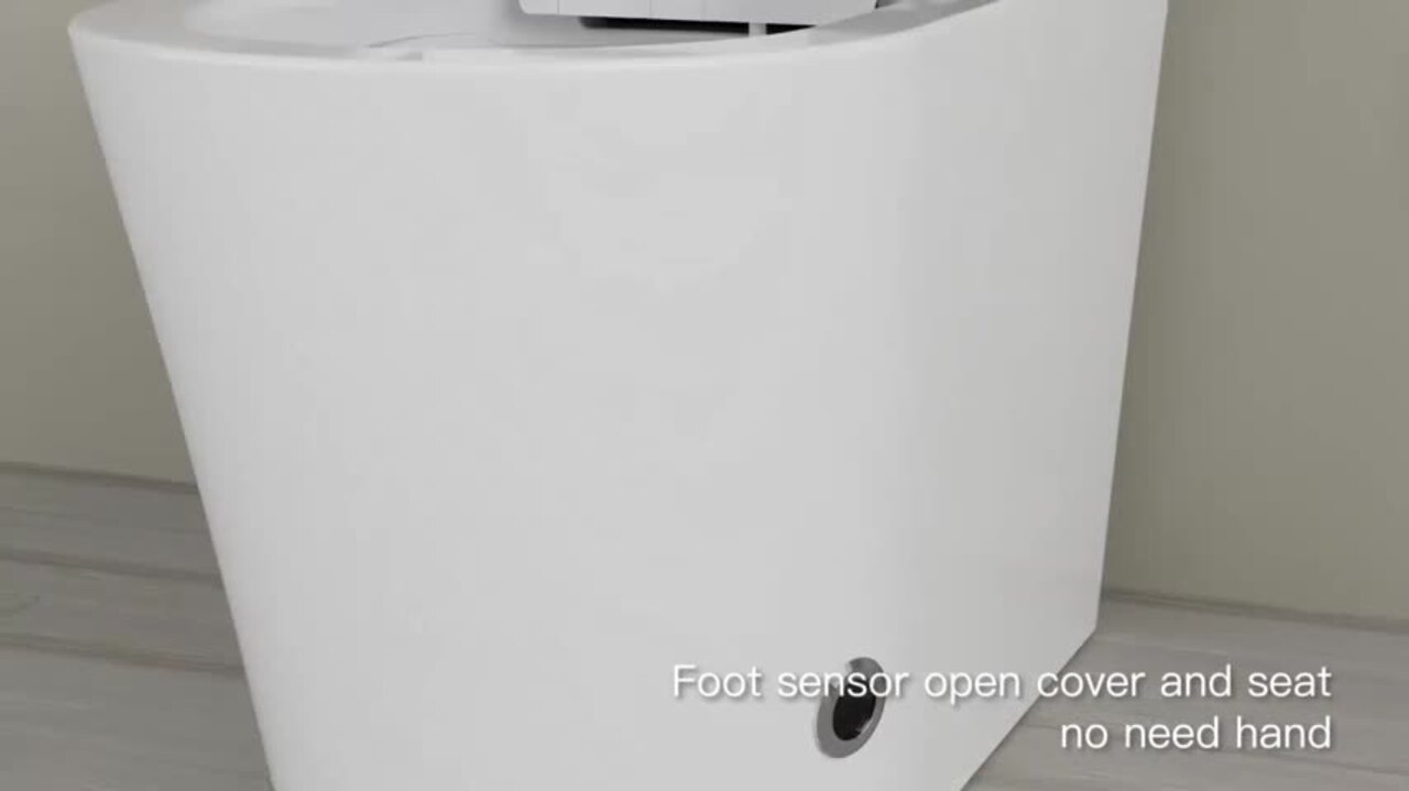 Dimakai Elongated Heated Seat Bidet Toilet with Foot Sensor Flush, 1.28 GPF, LED Display