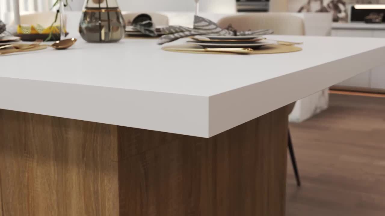 FUFU&GAGA 118 in.W White Wood Rectangle Writing Desk Meeting Desk