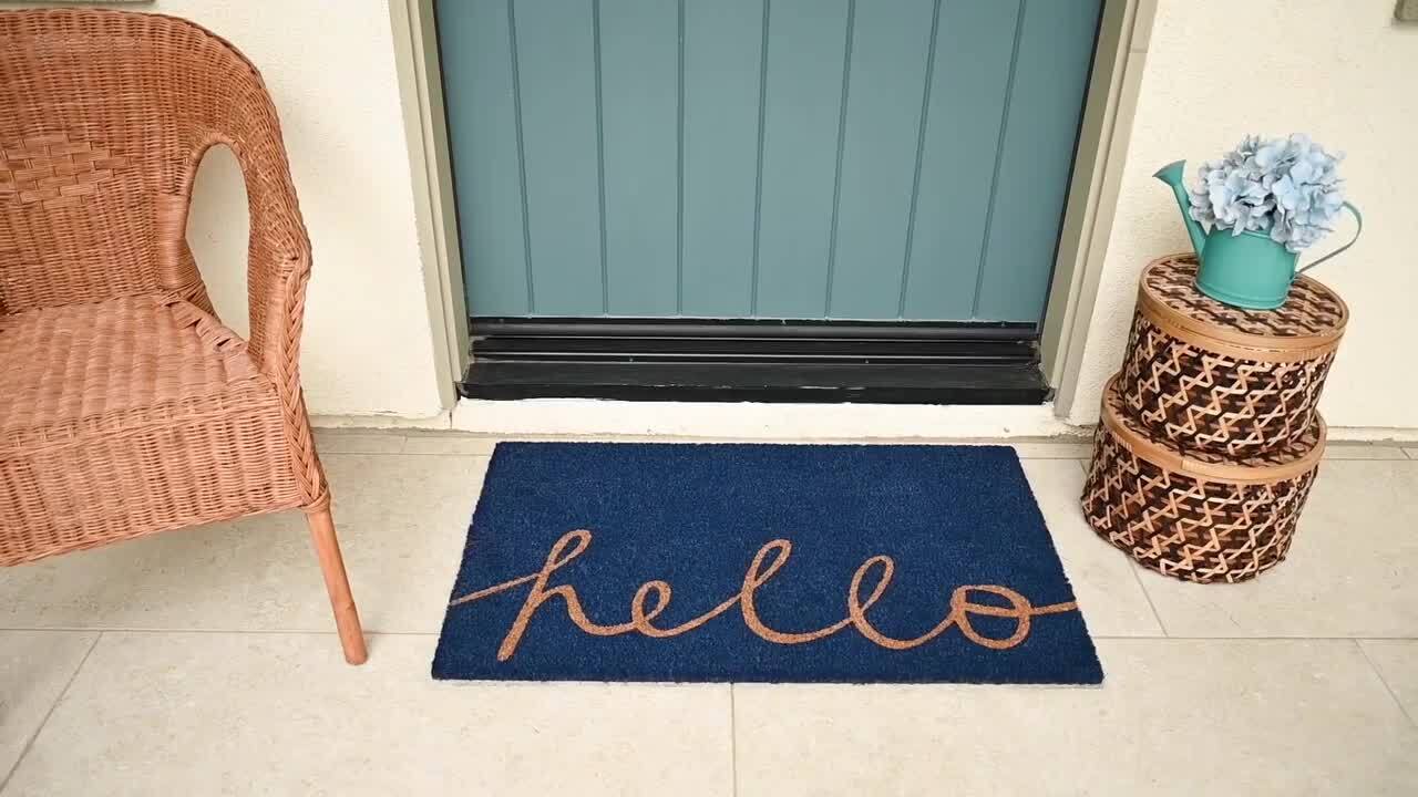 MSI Blue Hello 22 in. x 36 in. Coir Door Mat CBLUHELLO22X36M - The