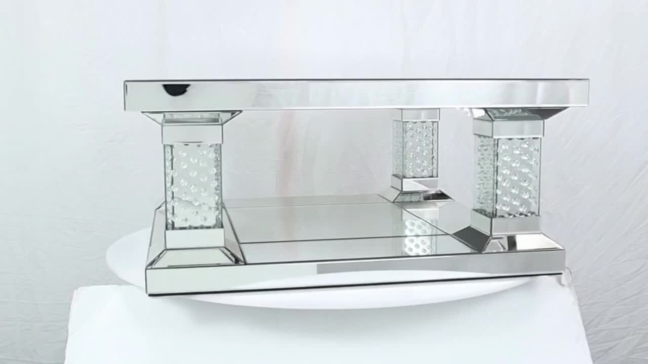 Litton Lane 39 in. Silver Medium Square Wood Mirrored Coffee