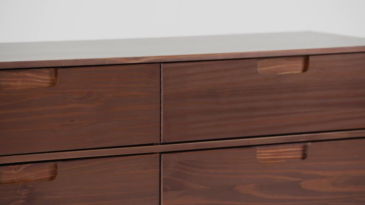 Sloane Mid-Century Modern Black 6-Drawer 52 in. Solid Wood Dresser