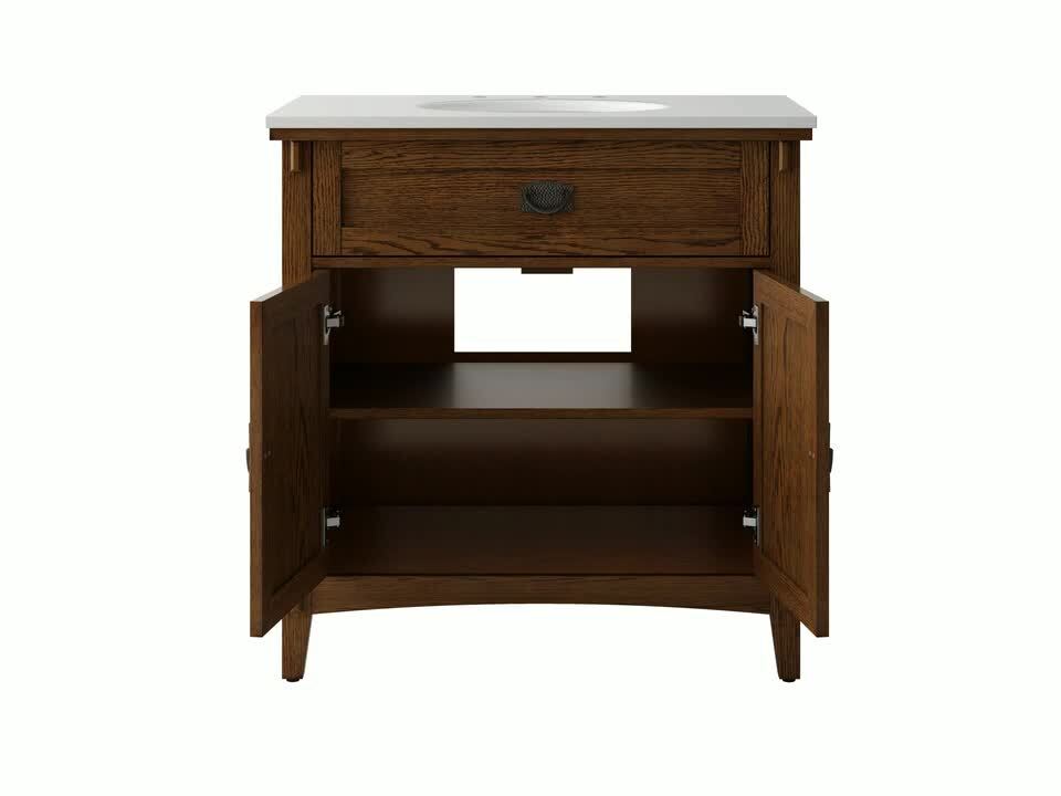 23.5 in. W x 22.75 in. H Framed Rectangular Bathroom Vanity Mirror in Dark Oak 23.5 in. W x 22.75 in. H Framed Rectangular Bathroom Vanity Mirror in Dark Oak