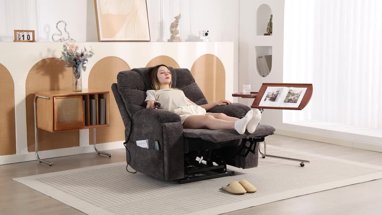 YOFE Flagship Dual Motor 26 in. W Oversized Gray Chenille