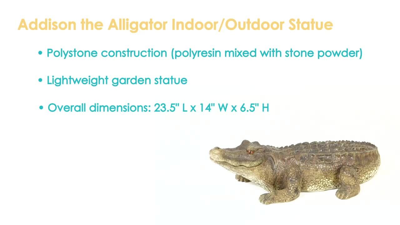 Sunnydaze Addison the Adventurous Alligator Indoor/Outdoor Statue 23.5-Inch