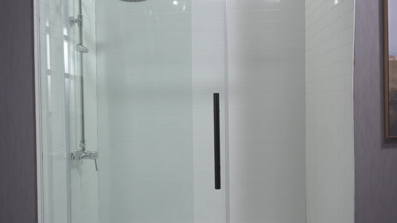 Yarmouth 44 in. to 48 in. x 76 in. Frameless Sliding Shower Door with Shatter Retention Glass in Matte Black Finish Yarmouth 44 in. to 48 in. x 76 in. Frameless Sliding Shower Door with Shatter Retention Glass in Matte Black Finish