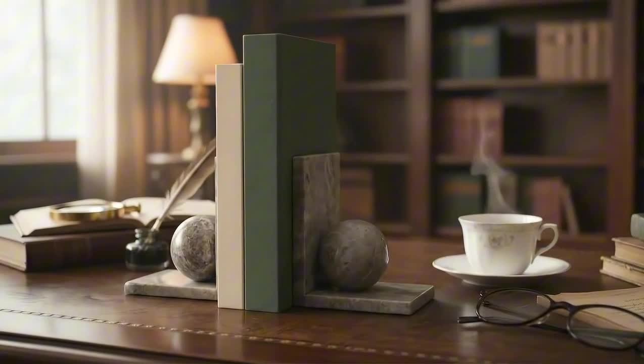 Liv & Skye Tan 5 in. x 6.25 in. Morchana Ball on Base Bookends