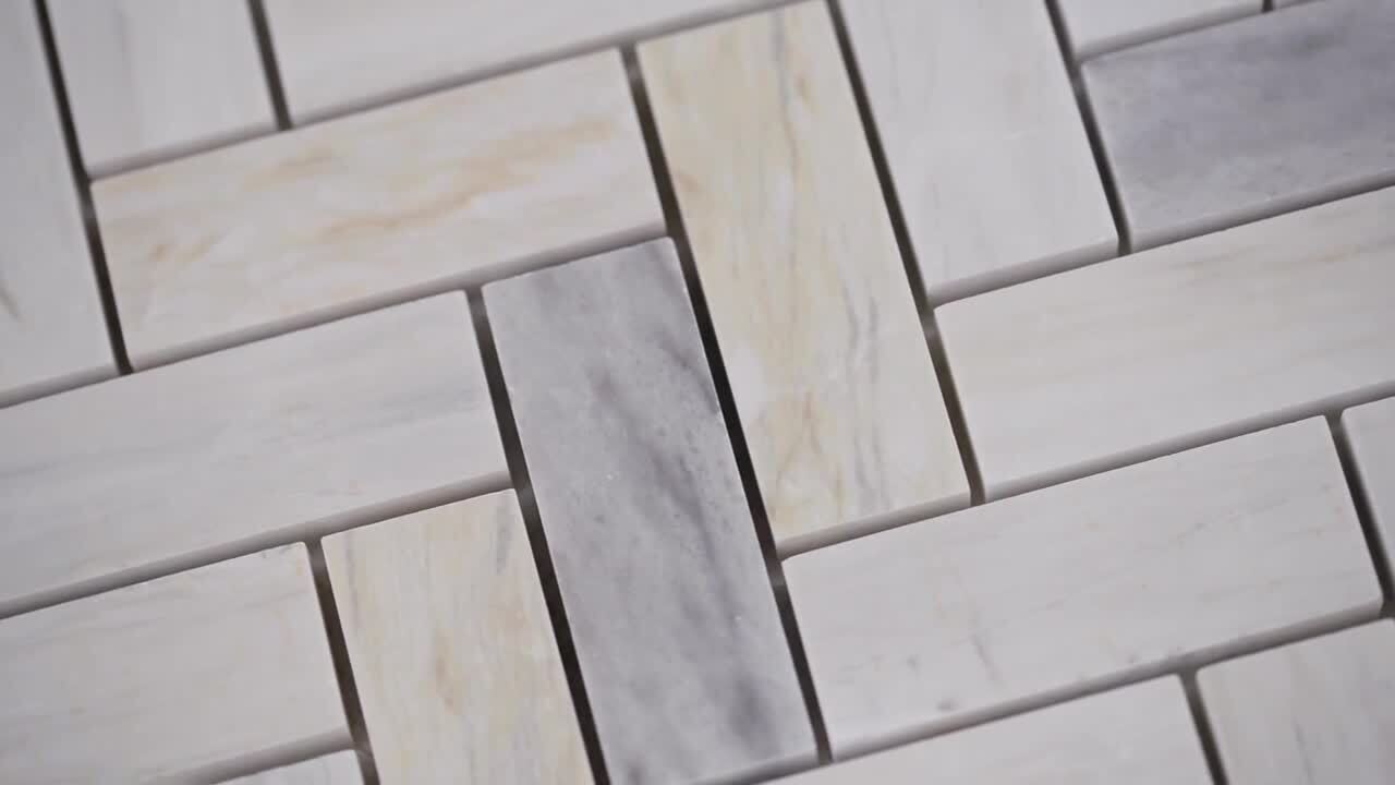 MSI Angora Herringbone 12 in. x 12 in. x 10mm Polished Marble Mesh-Mounted Mosaic Tile (10 sq. ft. / case) MSI Angora Herringbone 12 in. x 12 in. x 10mm Polished Marble Mesh-Mounted Mosaic Tile (10 sq. ft. / case)
