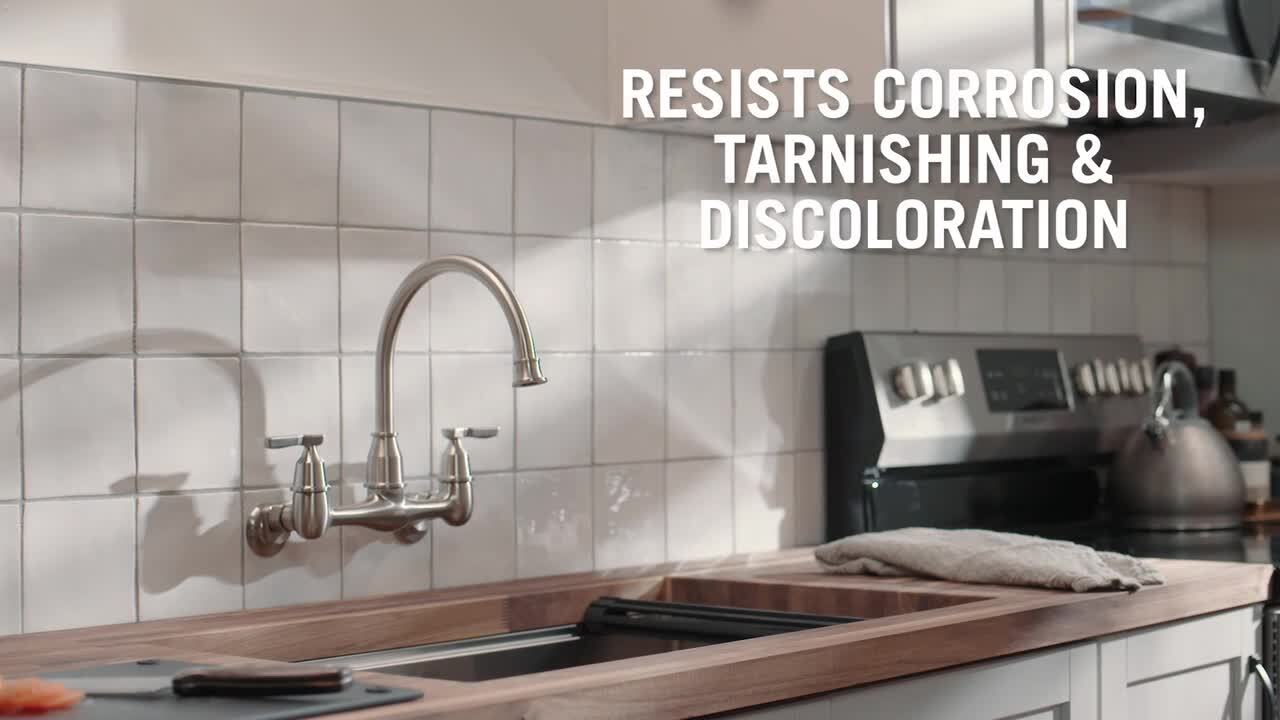 Corin 2-Handle Wall-Mount Kitchen Faucet in Stainless Corin 2-Handle Wall-Mount Kitchen Faucet in Stainless