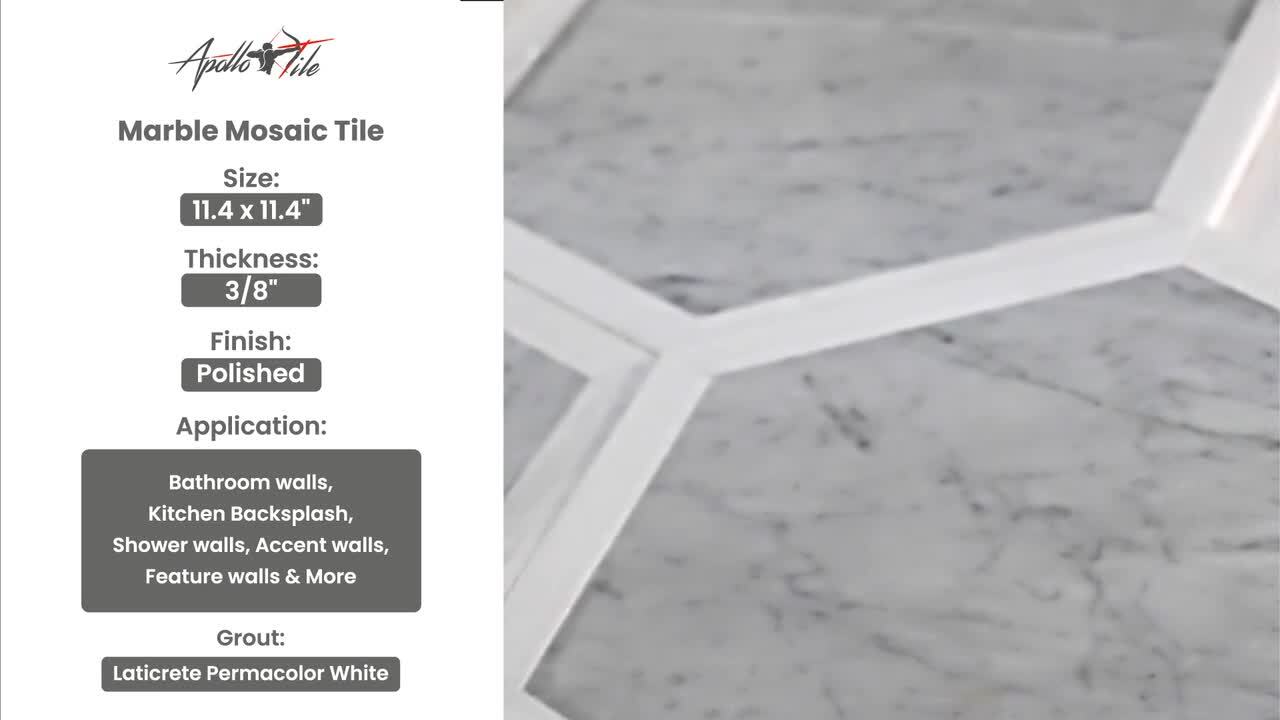 Apollo Tile Athens White 11-in x 12-in Polished Natural Stone Marble Mixed Pattern Marble Look Floor and Wall Tile (4.46-sq. ft/ Carton)