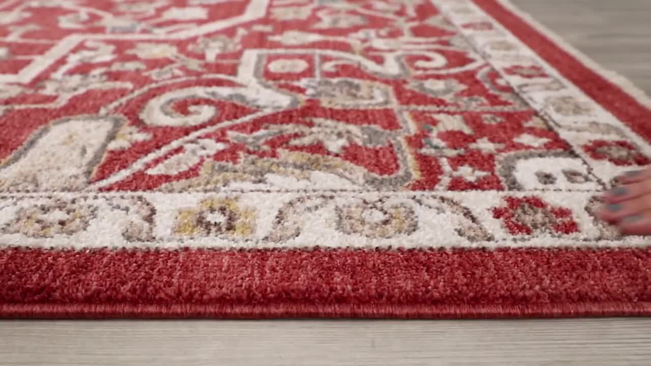 Bazaar Heriz Medallion Red 8 ft. x 10 ft. Area Rug