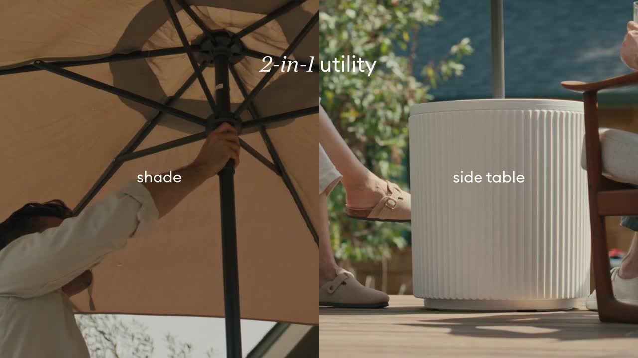 Veradek Round Black Plastic 21'' Height Outdoor Umbrella Side table ...