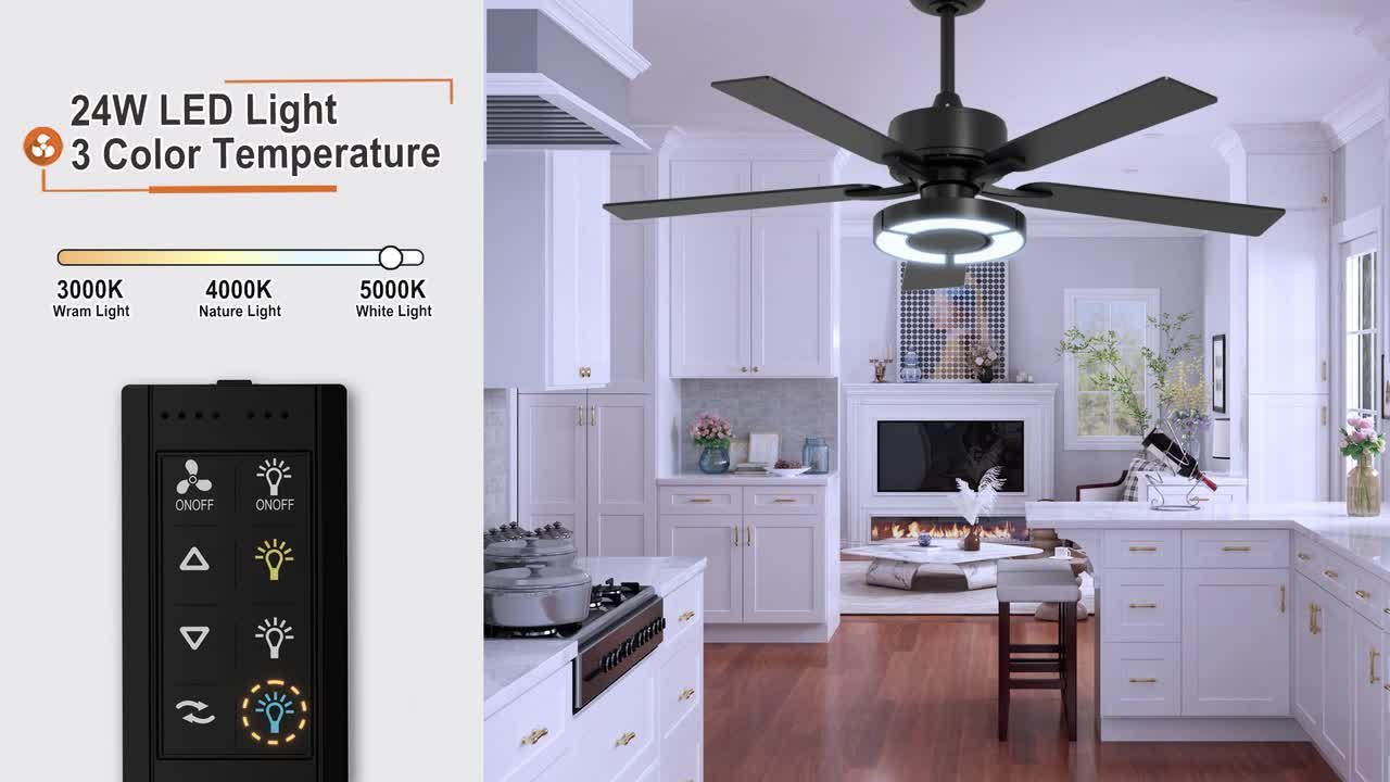 Parrot Uncle 52 in. Indoor Integrated LED Matte Black 6-Speed