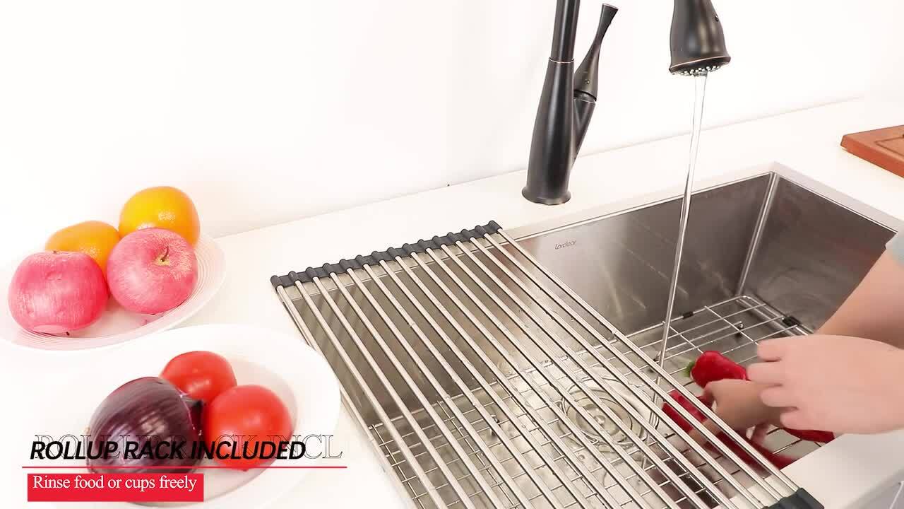 Avenue Stainless Steel Drop-In/Undermount 25 in. Single Bowl Kitchen Sink with Bottom Grid