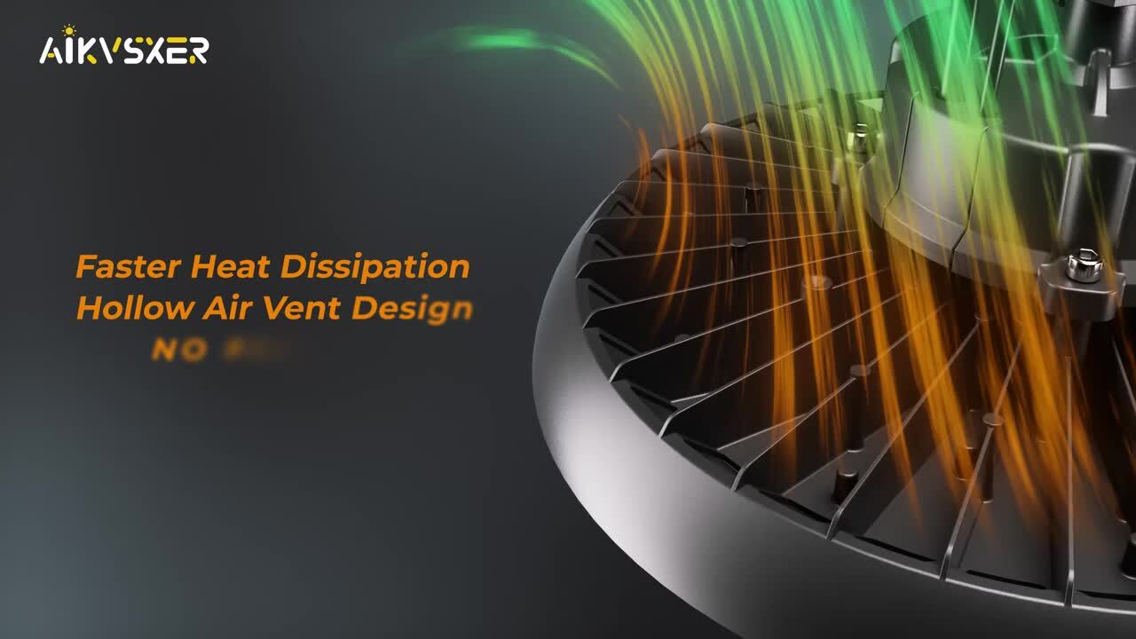 AIKVSXER 9.8 in. Black Integrated LED UFO High Bay Light 32400