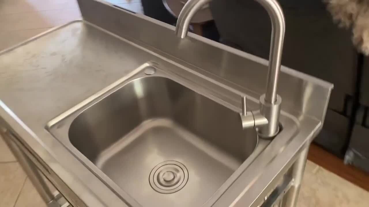 Mobile Stainless Steel Kitchen Sink, Freestanding, 42 X 37 X 83 Cm