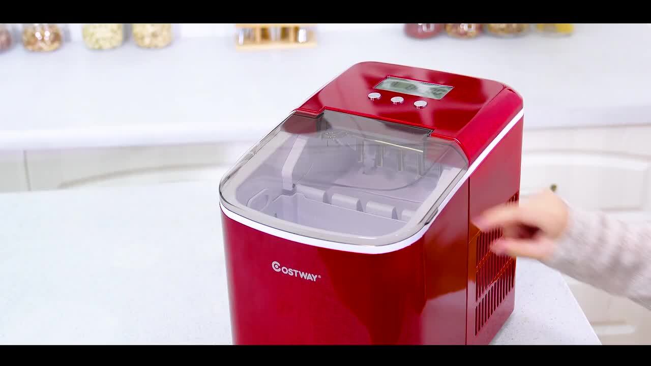 9.4 in. 44 lbs. Electric Chewable Nugget Cube Portable Ice Maker in Silver  with Hand Scoop and 10 Ice Bags