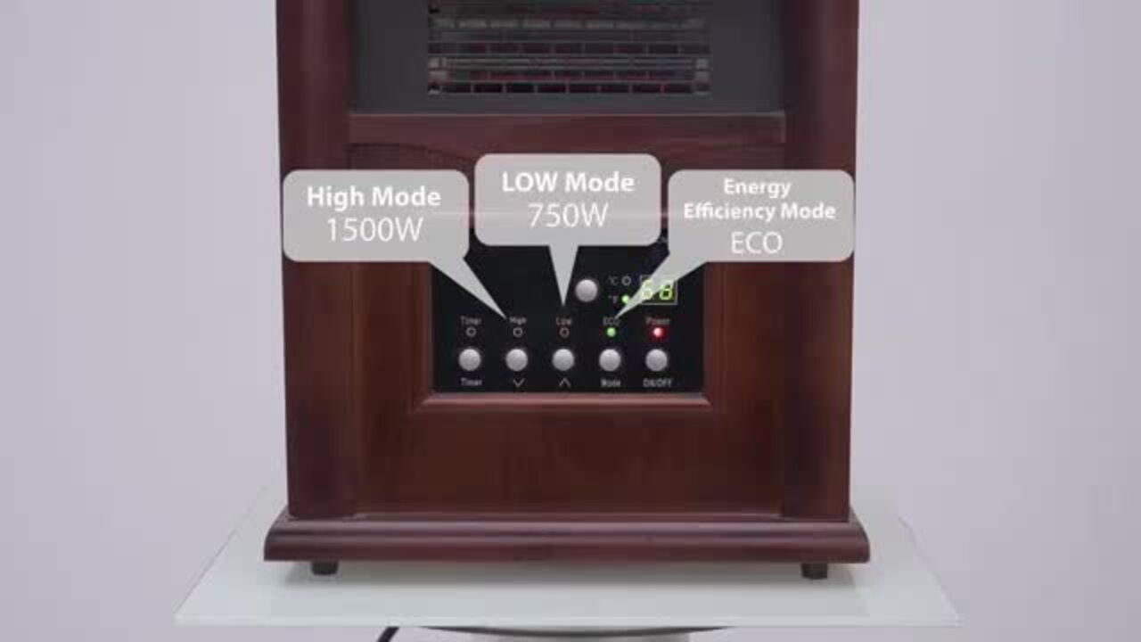 Unbranded 1500W Electric Infrared Space Heaters, with Wood cabinets, Remote  Control and Timer, Nice for Living Room Home Office BCW-3J-DW, image size:1280x720