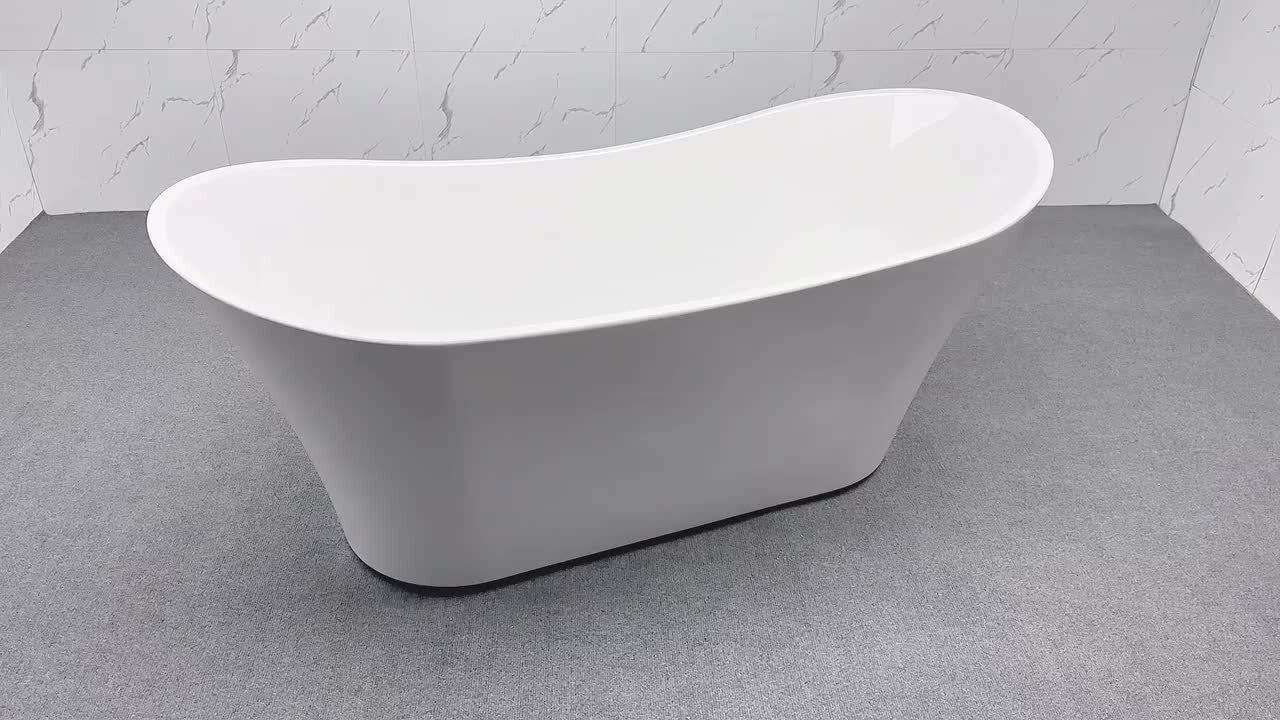 CAHON 67 in. Acrylic Flatbottom Freestanding Double Slipper Soaking Bathtub in White with Oil Rubbed Bronze Drain