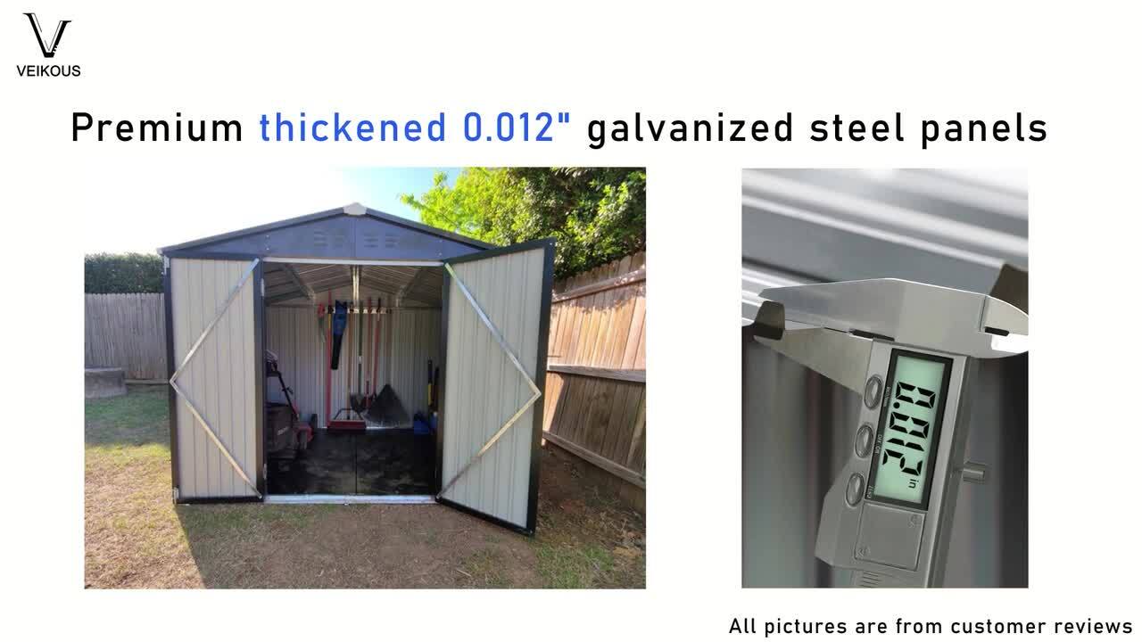 VEIKOUS 8 ft. W x 8 ft. D Metal Outdoor Storage Shed 64 sq. ft