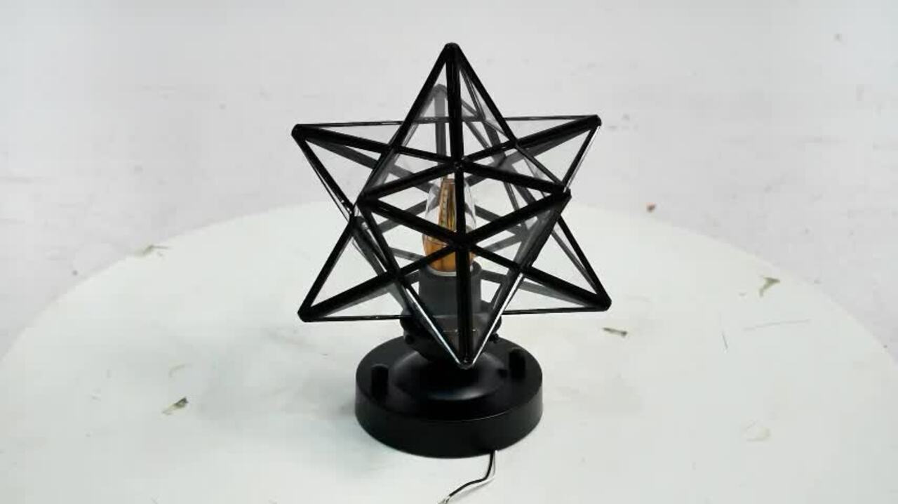 OUKANING 7.68 in. 1-Light Black Modern Moravian Star Semi-Flush