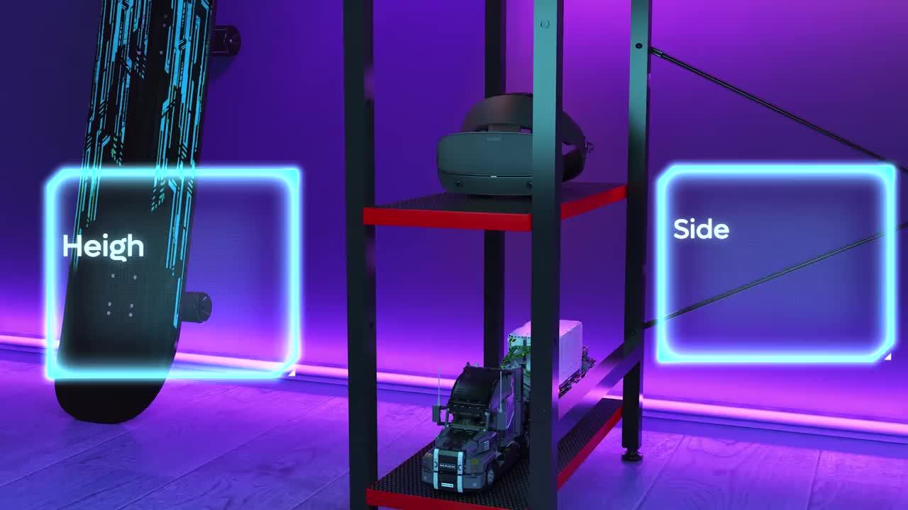 Bestier 44 in. Rustic Brown Computer Desk with LED Lights D471Z