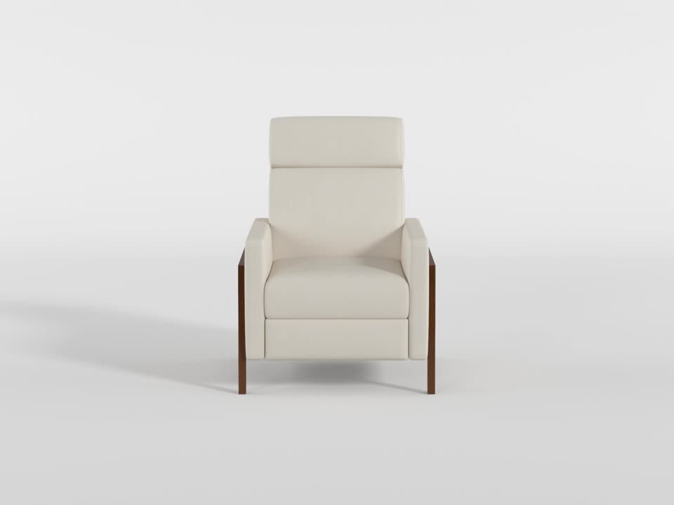 Lazzara Vera Light Beige Faux Leather Manual Push Back Recliner
