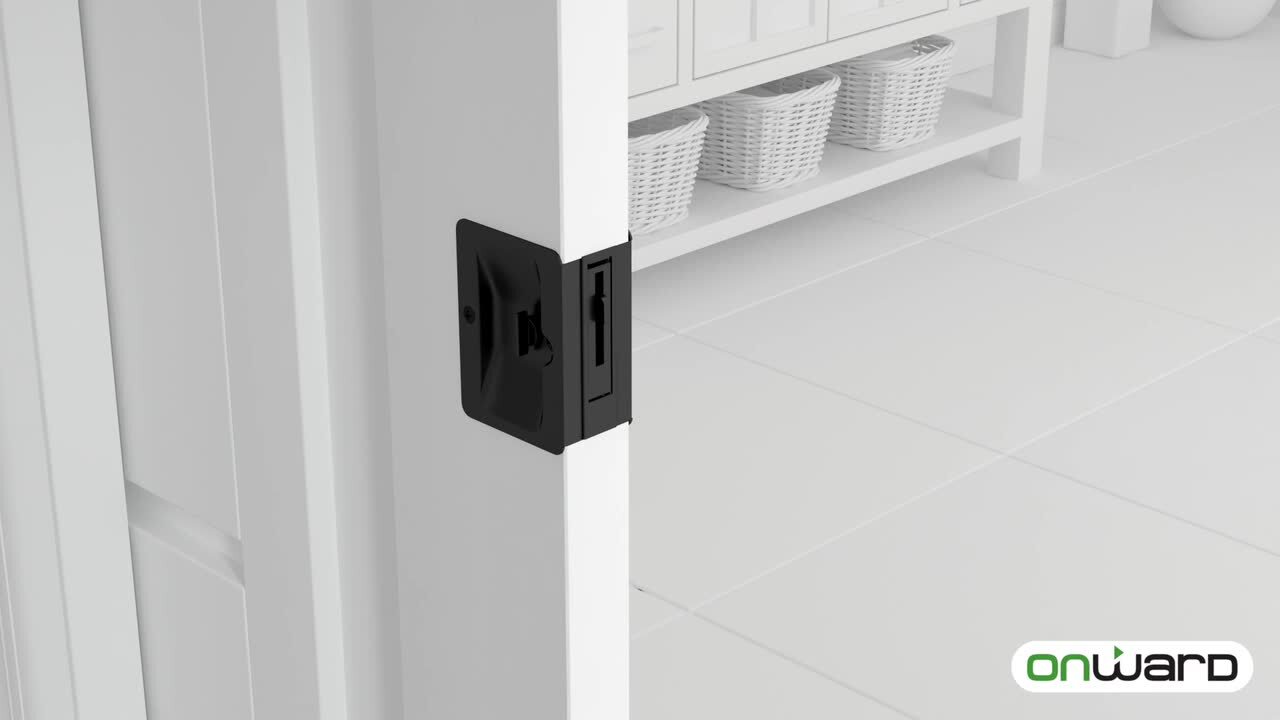 Onward 3-1/4 in. (82 mm) Black Pocket Door Pull with Passage