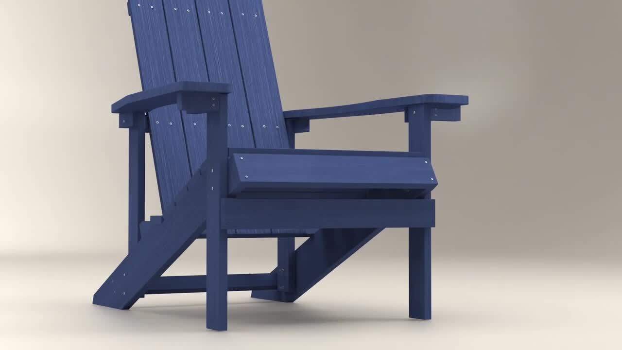 Navy Blue Recyled Plastic Weather Resistant Outdoor Patio Adirondack Chair Set of 4