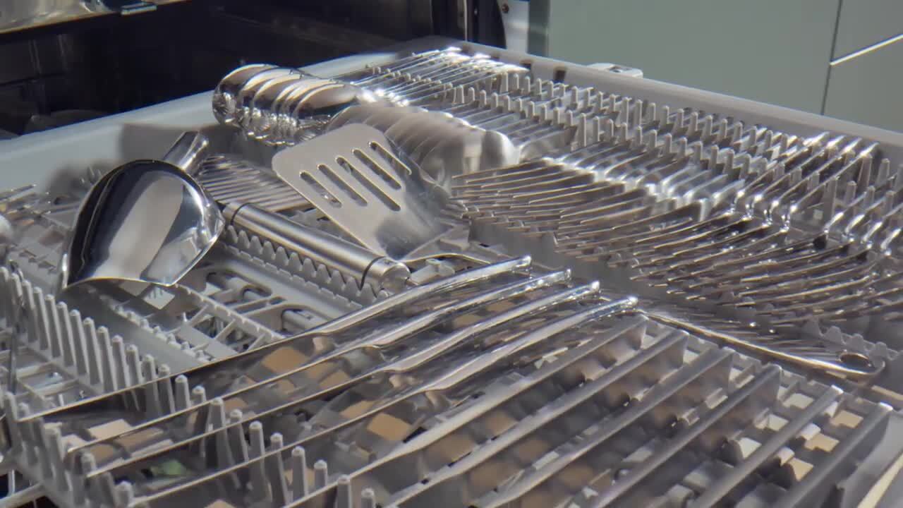 Smart 46 dBA Dishwasher with StormWash plus Handle and AutoRelease Door in Matte Black Steel